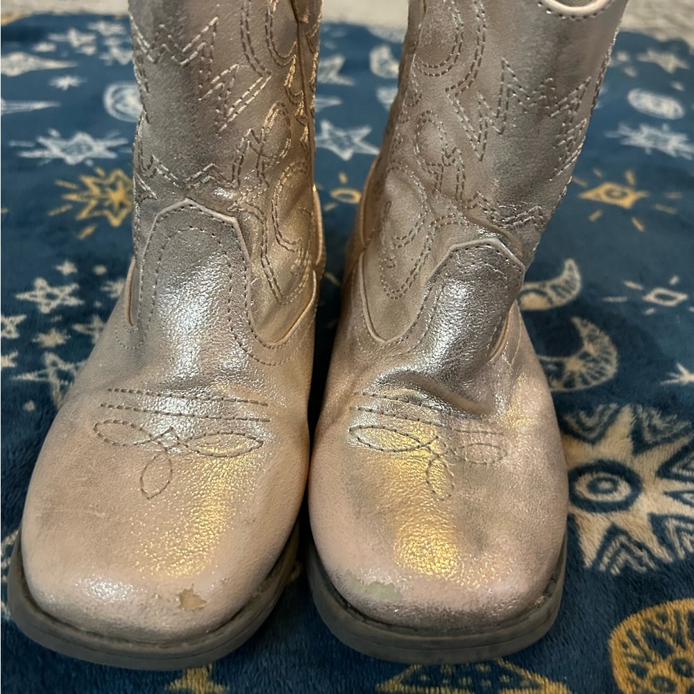 wonder nation Metallic Pink Girls' Cowboy Boots
